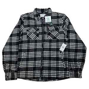 Sovereign‎ Code Shirt Jacket Mens Medium Black White Plaid Quilted Lined Zip NEW